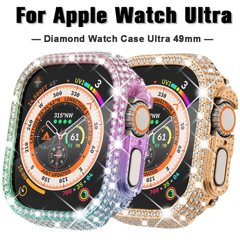 

Diamond Case For Apple Watch Ultra 49mm Case Bling Bumper Protector For Apple Watch Ultra 2 PC Cover Accessories Protective Case