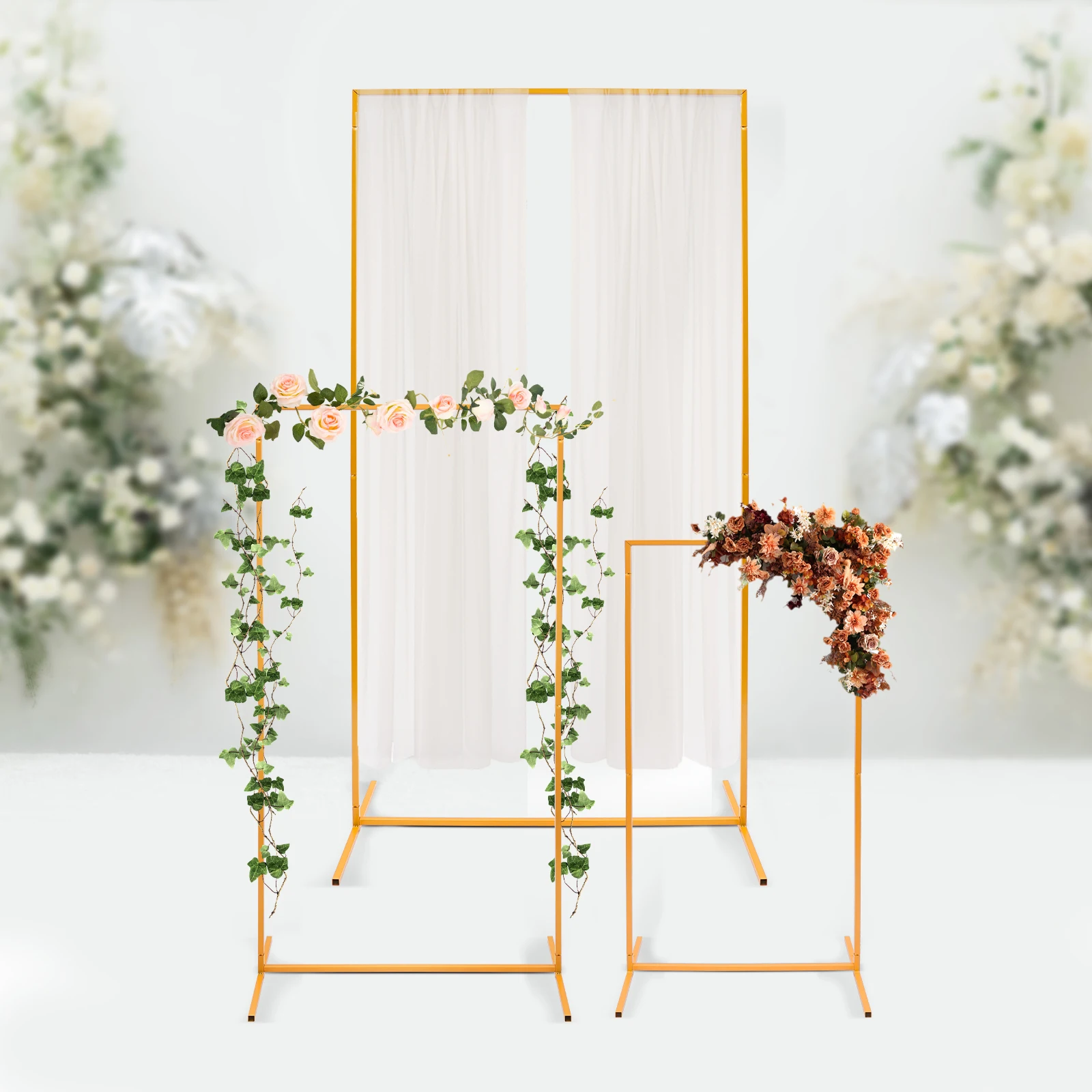 3Pcs Rectangular Balloon Arch Metal Backdrop Stands Flower Stands for Wedding Background Party Decor wedding arch stand party arch set wedding arch set balloon arch kit wedding flower stand