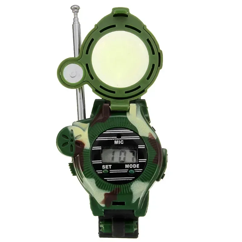 [Funny] 2Pcs/set Outdoor walkie camouflage interphone watch toy family play game electric intercom strong range clock toy gift 5
