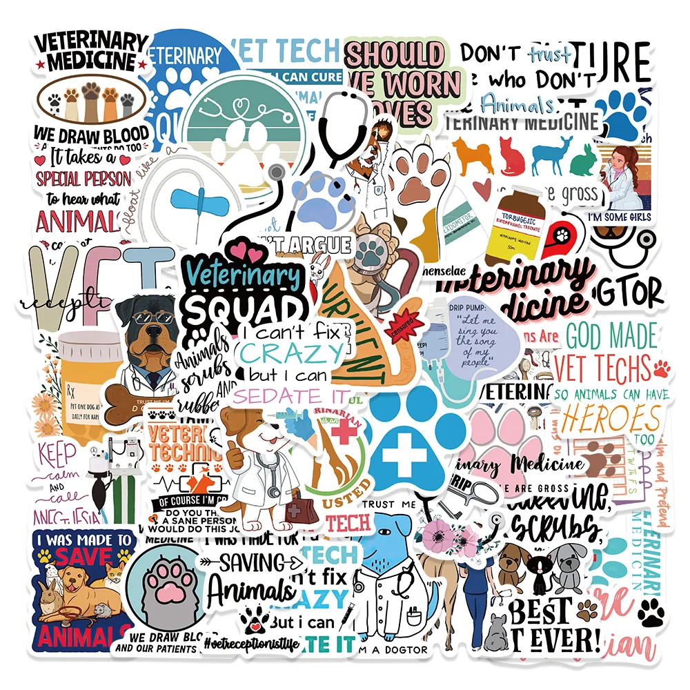 1050PcsCartoonVeterinaryStickersVinylPetDoctorStickersDecals
