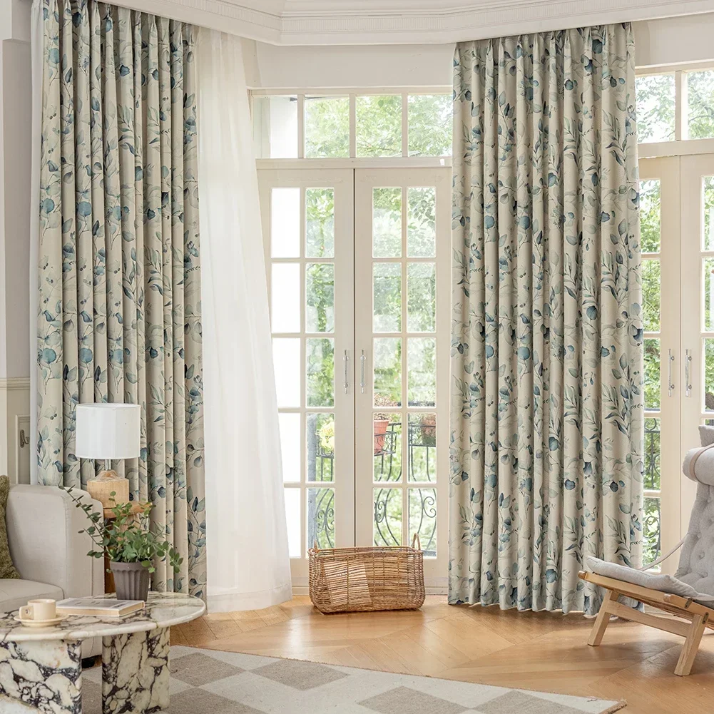 Window Curtains Decor Curtains NAPEARL Village Style Printed Curtain Window Shading Floral Curtain for Living Room Bedroom Home Decor 1PC