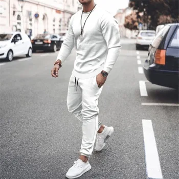 2025 New Men Two Pieces Sets Running Sweatshirt+Sweatpants 1