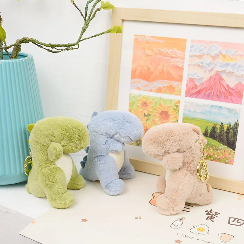 

New cartoon cute dinosaur plush toy key chain second bad Long Mengmeng small doll pendant bag accessories gift