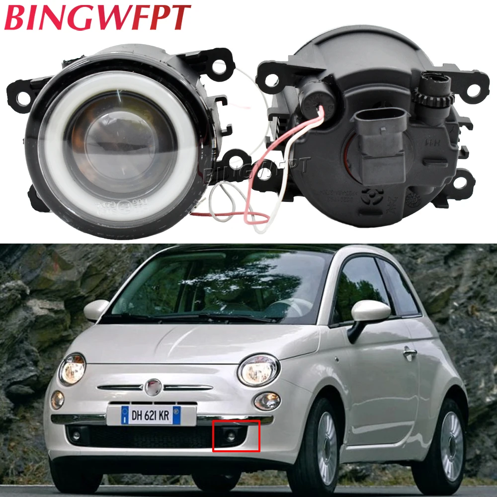 2 X Car Left + Right Led Fog Light Assembly Angel Eye Daytime Running