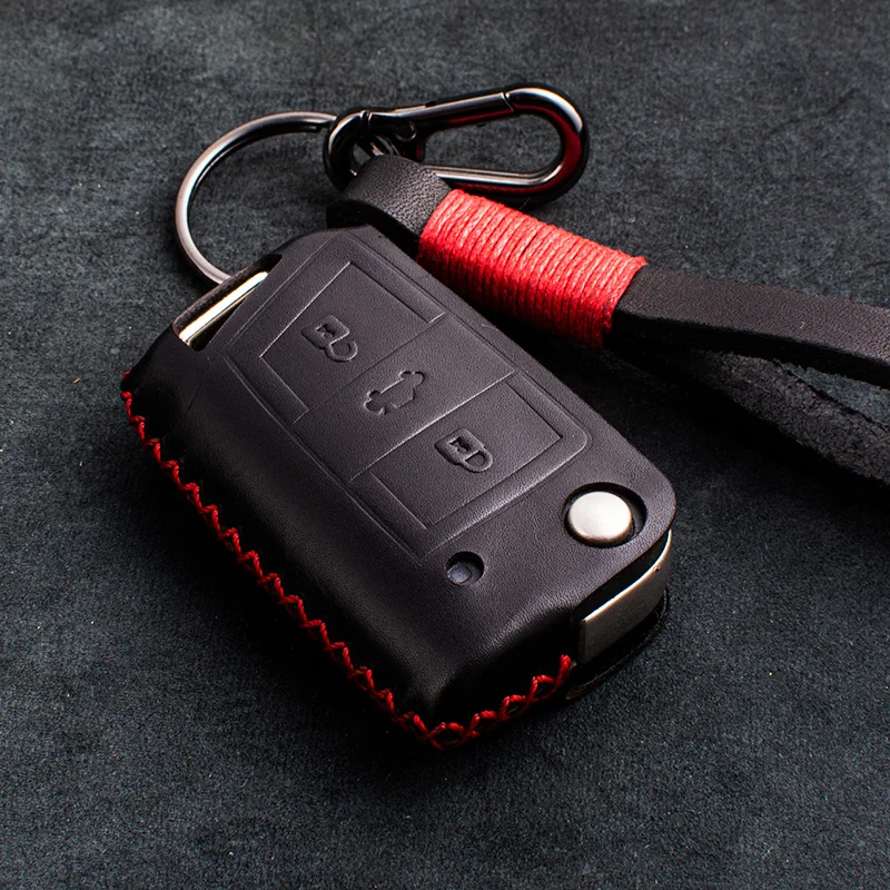 

1 PCS Genuine Leather Key Case Cover For VW Polo Golf 7 Tiguan for Skoda Octavia Kodiaq Karoq for SEAT Ateca Leon Car Styling