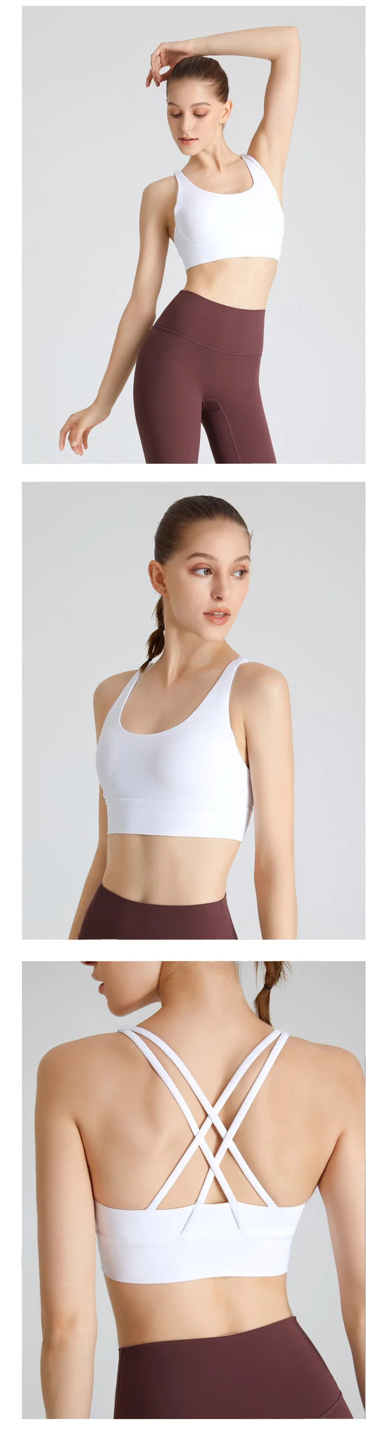 Solid Color High strength shockproof Fitness Women Sport Bra Yoga Athletic Cross Tank Top Comprehensive training With Chest Pad