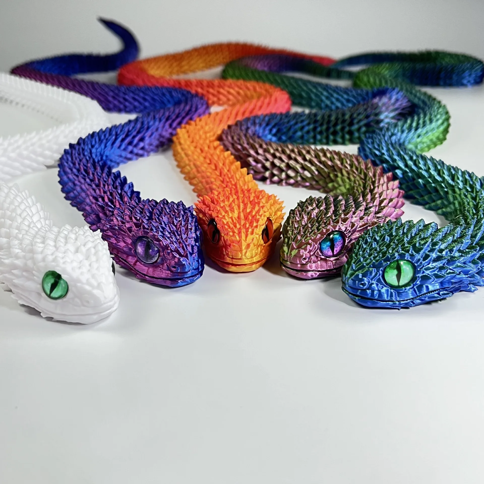 3D Printed Snake Movable Joint Simulation 3d Printed Figures NewYear Decoration 2025 Traditional Table 3d Ornament For Kids Gift 6