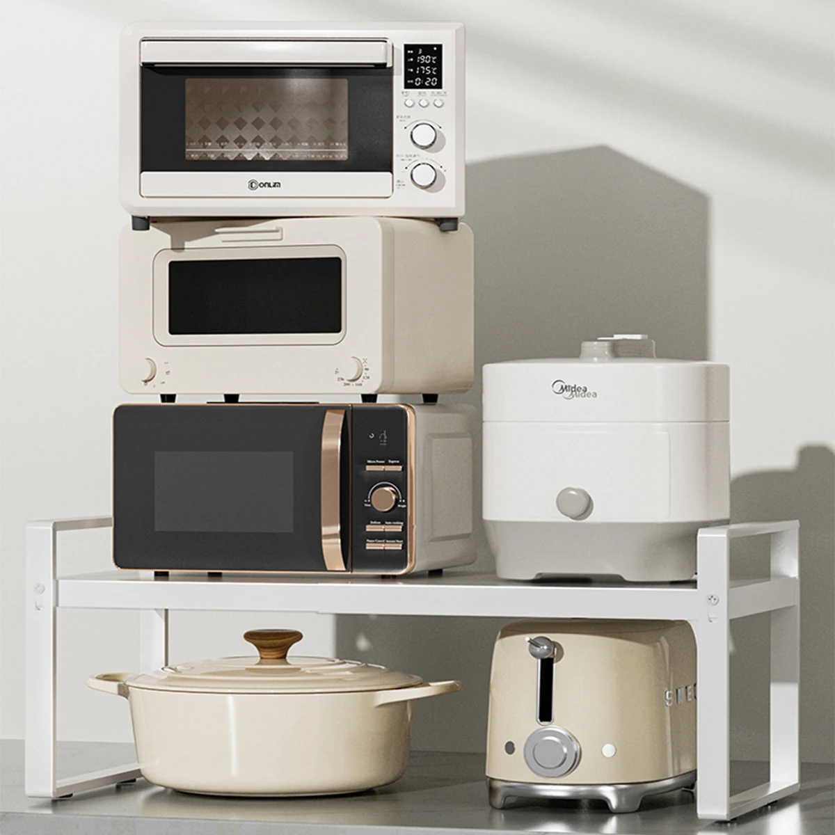 WMMO Adjustable Cabinet Layered Storage Rack, Thickened Steel, Kitchen Cabinet Countertop Multifunctional Storage Rack 5