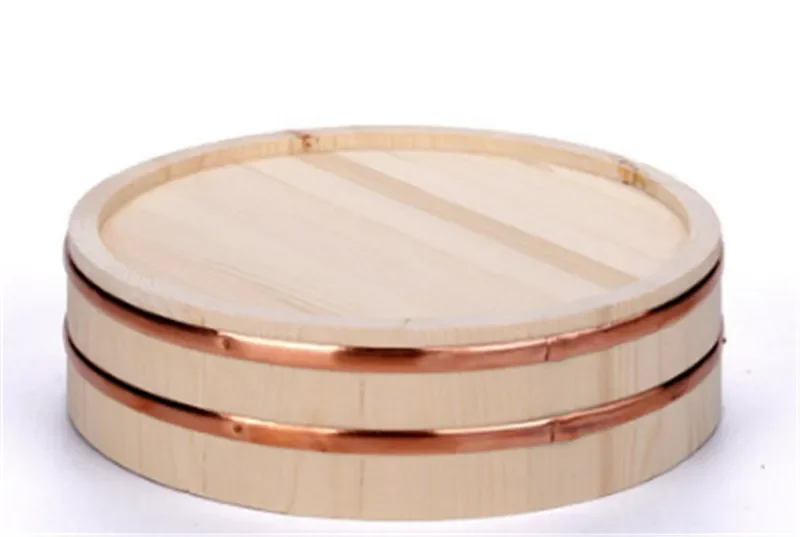 Wooden Food Bucket Korean cuisine Sushi red copper side basin wooden plate copper side mixing barrel cooking sashimi rice wooden barrel