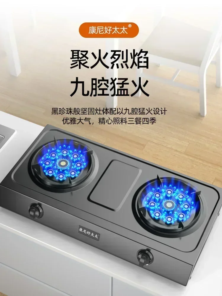 Gas Stove 2 Burner High Fire Stove Liquefied Natural Gas Home Kitchen Appliances Waterproof Stainless Steel Cooktop
