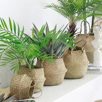 Seaweed Wicker Basket Folding Rattan Seagrass Storage Toy Organizer Rattan Hanging Flowerpot Dirty Clothes Storage Basket 2