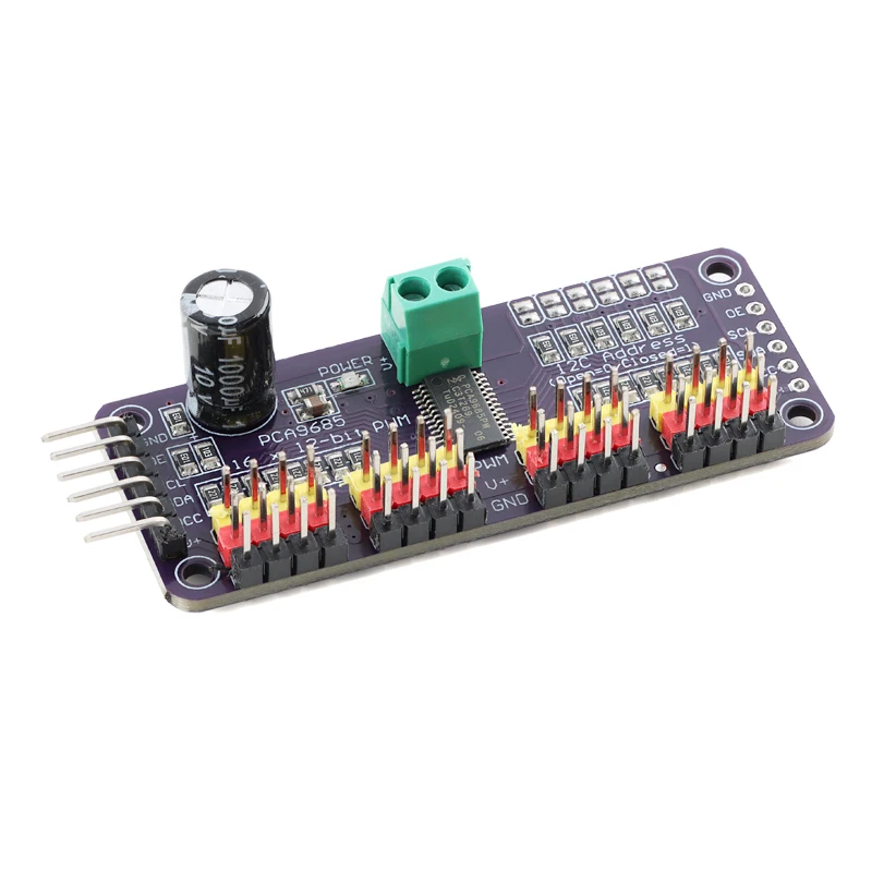 16채널 12비트 PWM 서보 드라이버 - I2C 인터페이스 - 아두이노 라즈베리 파이 DIY 서보 쉴드 모듈용 PCA9685 서보 쉴드