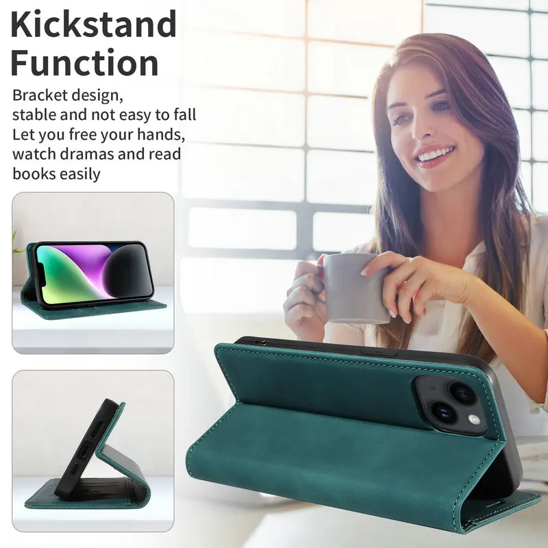 RFID Leather Flip Phone Case - Premium Book Cover