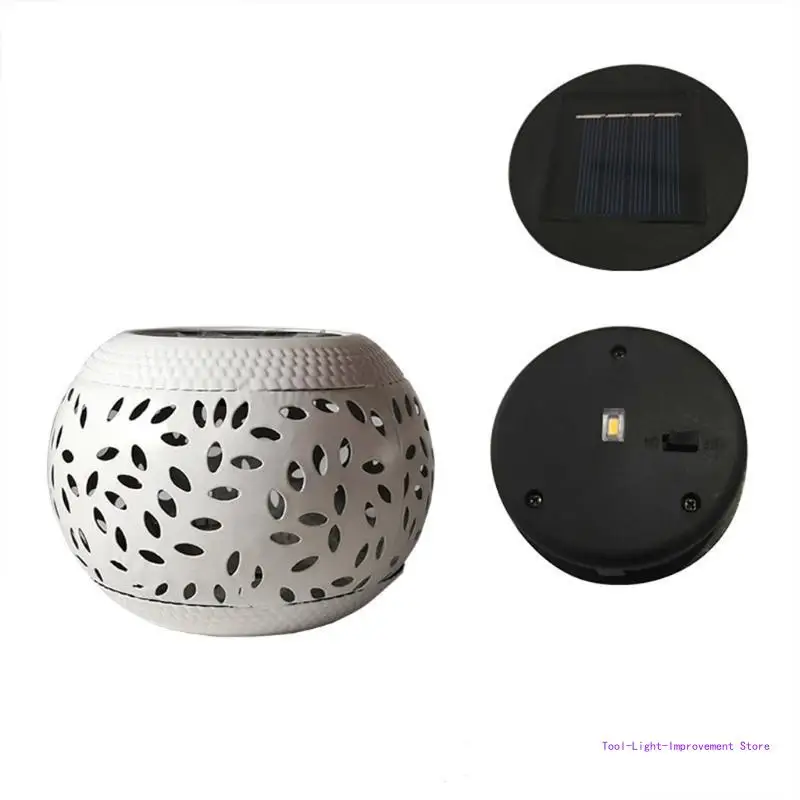 

C63E Solar Lanterns Outdoor Backyard Garden Decor, Retro Metal LED Table Solar Lantern Light for Patio Yard, Decorative Lamp