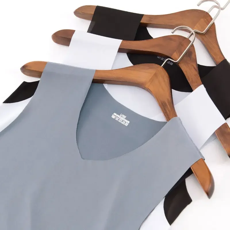 Seamless Ice Silk Sleeveless Vest for Men Youth Summer Sports Wear Comfortable Underwear Home Clothes No Trace Design