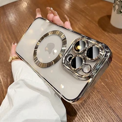 Luxury Clear Silicone TPU Wireless Charging Case with Soft Electroplate Finish for iPhone 14 (Silver)