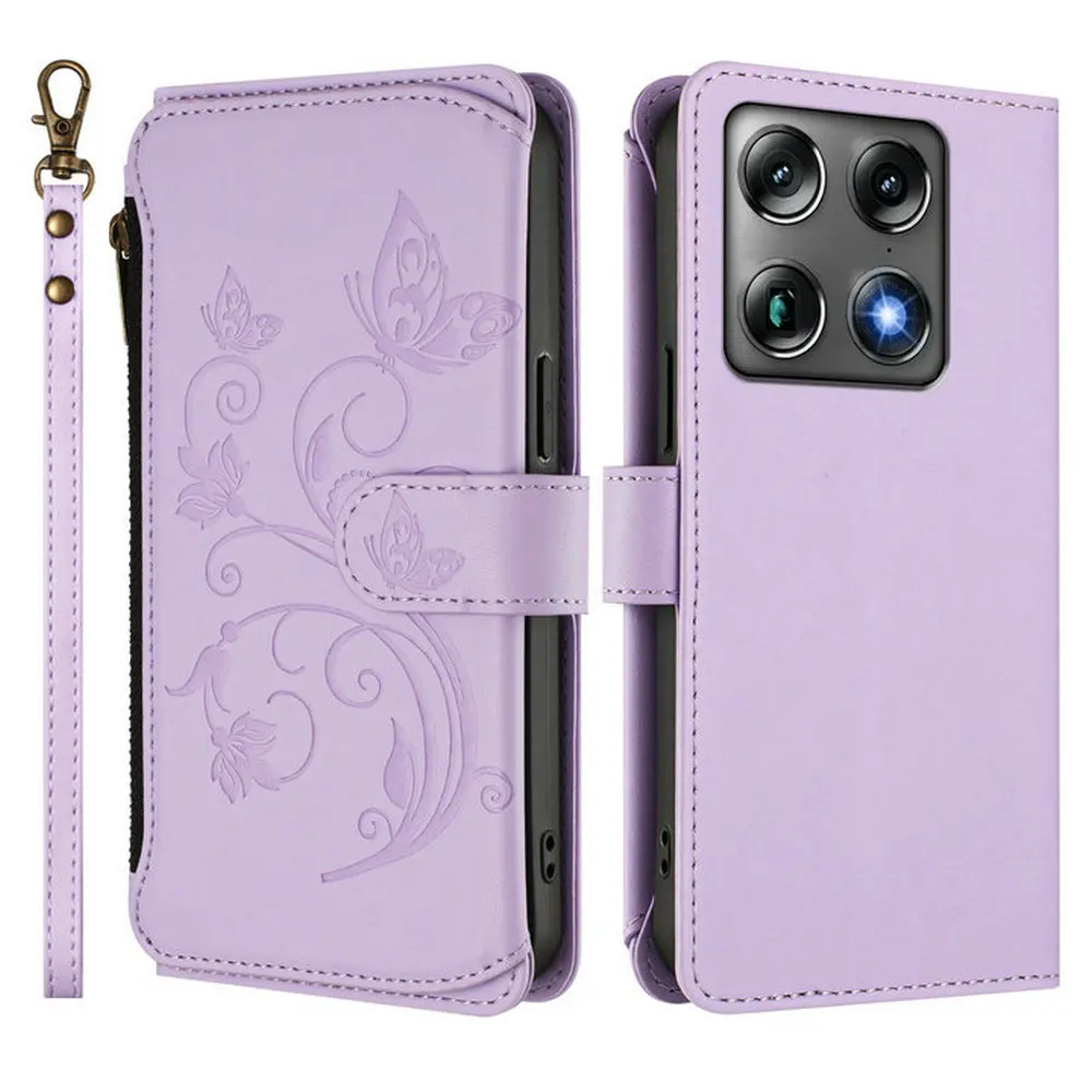 Crossbody Zipper Leather Wallet Flip Case - Leather Cover