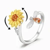 Opening Adjustable Spinning Sunflower Bee Release Stress Ring Rotatable Zircon Copper Finger Ring For Women Fashion Jewelry 5