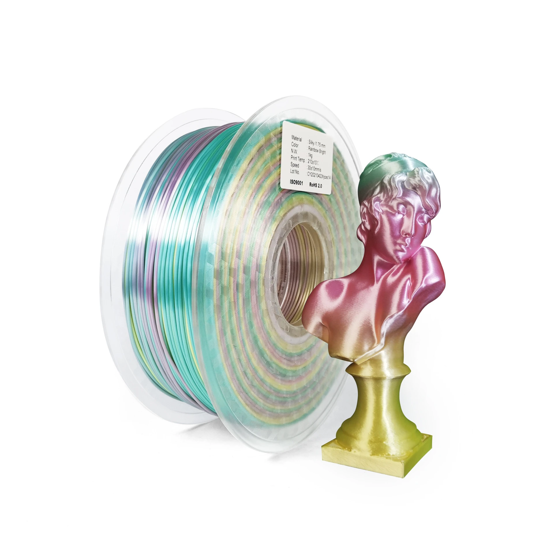 Silk PLA Rainbow 3d Printer Filament 1.75mm  Silky Rich Luster 3D PenPrinting Materials Like Multicolor Ramdon Print Material best plastic for 3d printing