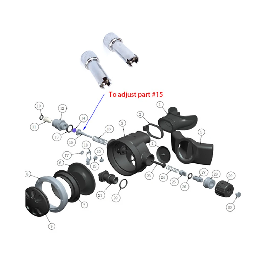 PT-3/PT-4 Poppet Adjust Tool BCD Silver 50*15mm Breathing Diving Mechanical Non-Adjustable Durable And Practical
