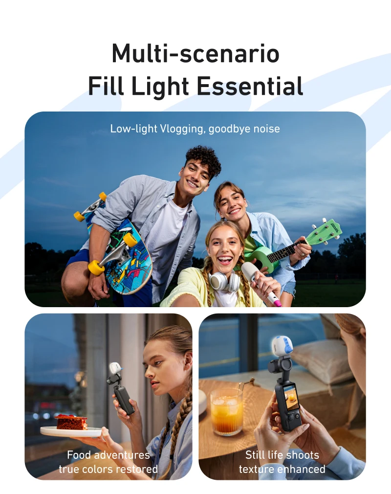 Magnetic Fill Light Mini Waterproof Quick Release Selfie Light For Pocket 3 Min