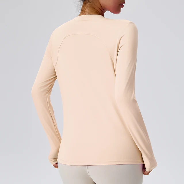 Women's Round Neck Fitness Yoga Clothes Gym Exercise Long Sleeved Tops Pilates Yoga Long Sleeved Tops