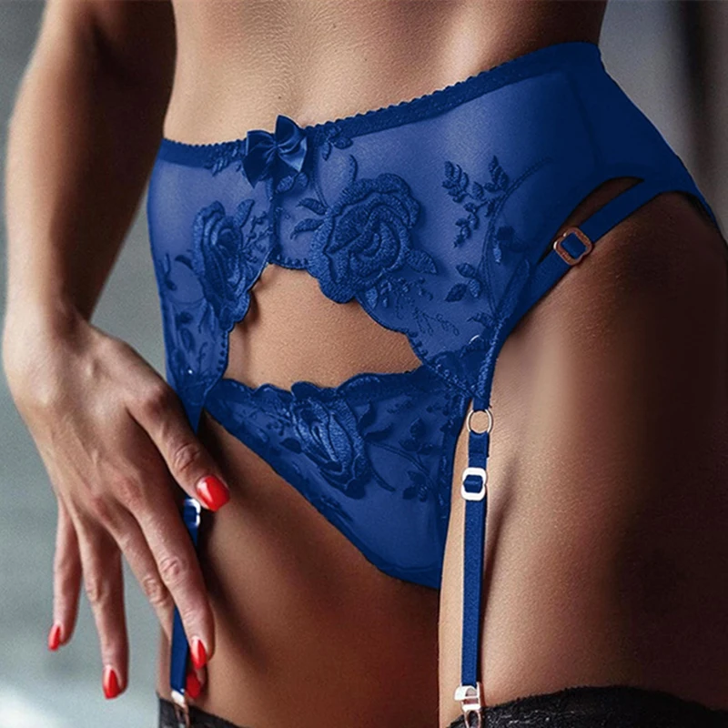 Description Picture 5 of itemRetro Embroidery High Wasit Suspenders Pole Dance Leg Costumes Sexy Lingerie Adjustable Garter Belt For Thigh High Stockings