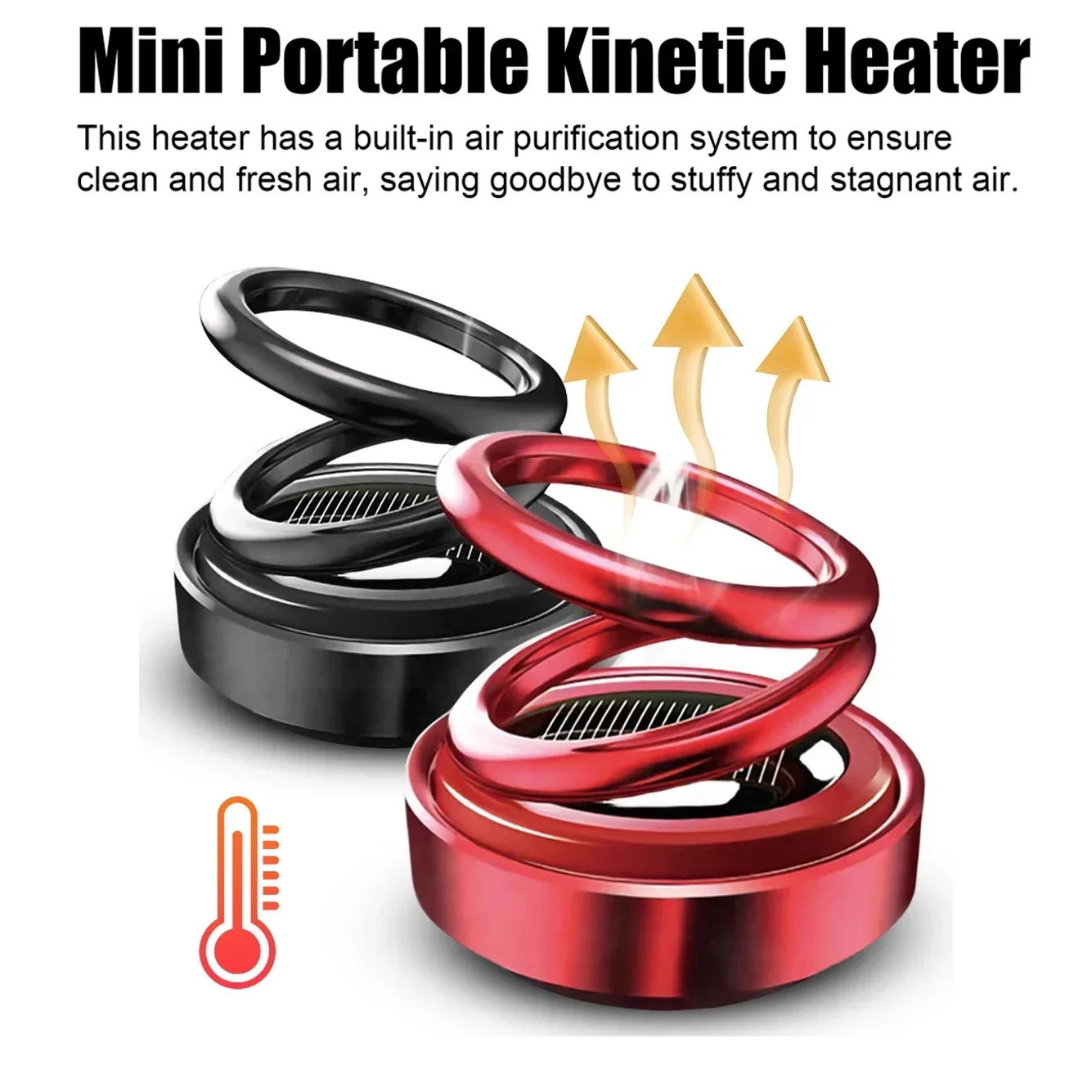 

Portable Kinetic Molecular Heater Car Air Aromatherapy Double Ring Rotating Solar Powered Car Perfume Diffuser Molecular Heater