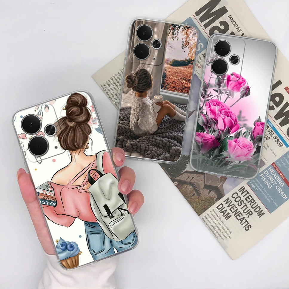 Chic Transparent TPU Silicone Phone Case with Lovely Design Patterns