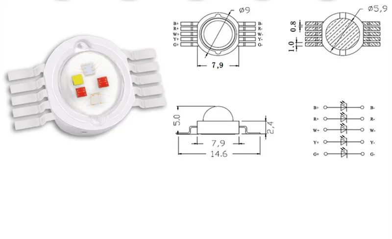 pçs led rgbw rgbwy rgbwy rgbwyuv alta potência led grânulo lâmpada chip pinos fase lâmpada chips frete grátis