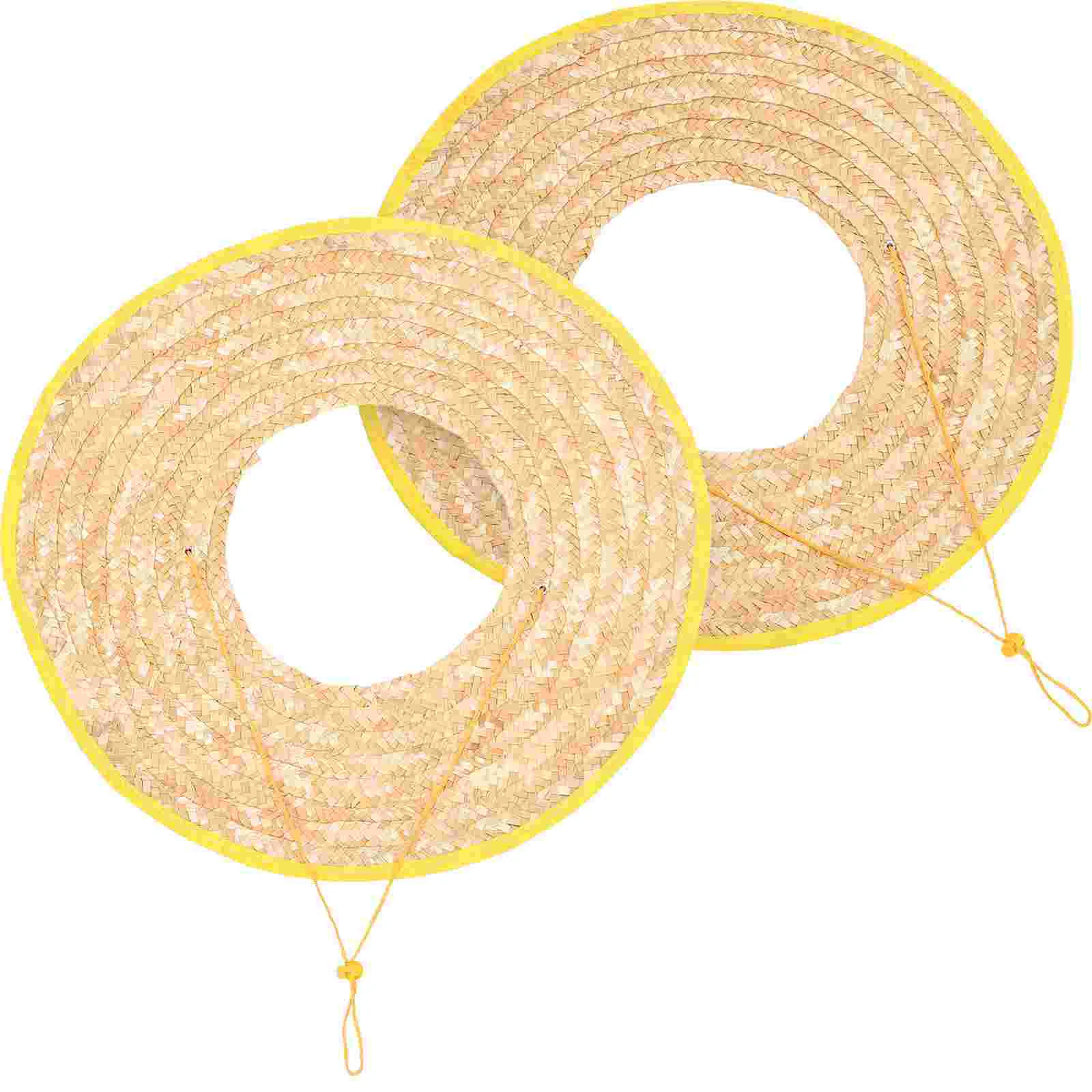 

2 Pcs Sunshade Hat Curtain Solar Hat Hard Sun Shade Full Brim Accessories Leiser Construccion Straw Wheat Visor for Men