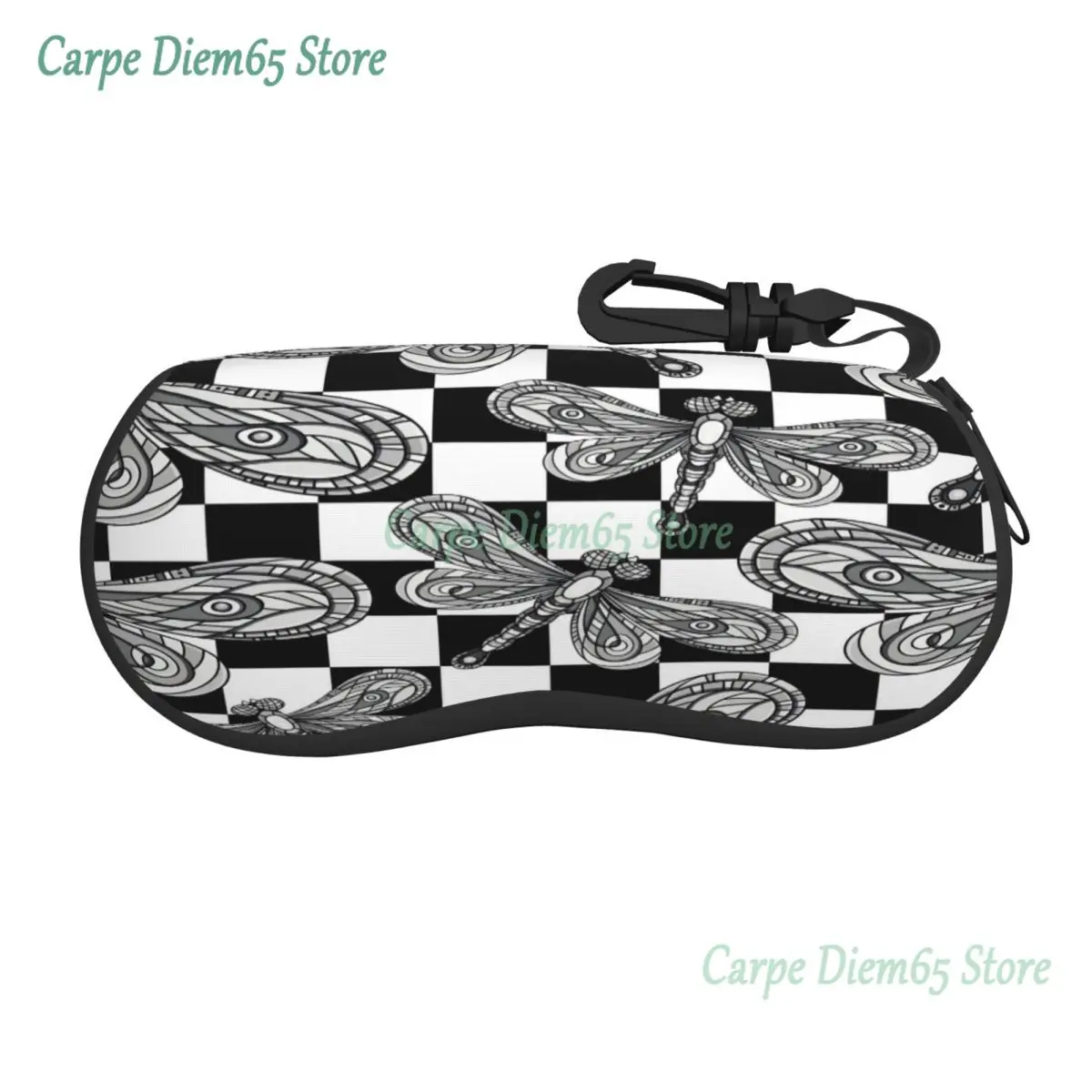 

Unisex Glasses Bag Protective Case Dragonfly On Black And White Background Portable Sunglasses Box Reading Eyeglasses Box
