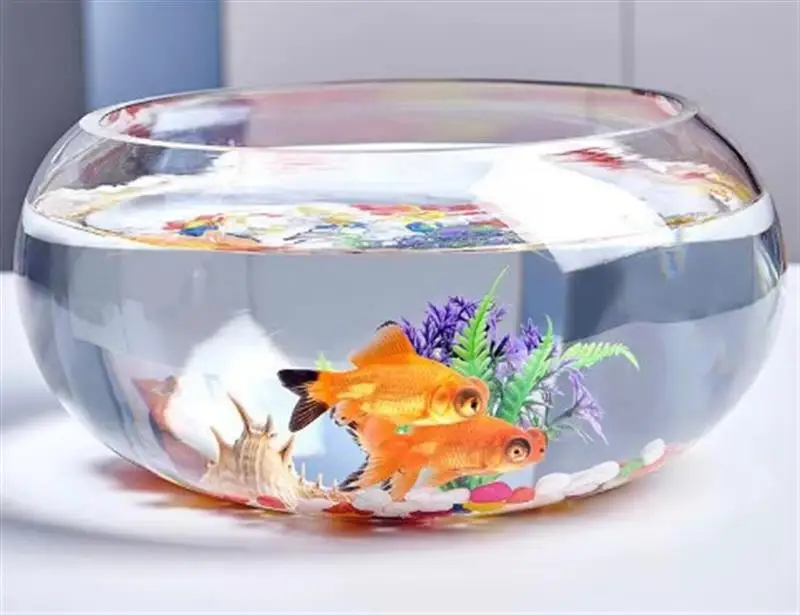 

1 Set Fish Bowl Decorative Glass fish tank Fish Container Bowl Round Fish Tank With Aquarium Rock 20cm