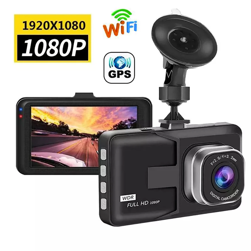 

Видеорегистратор автомобильный, Wi-Fi, 1080P, Full HD, ночное видение