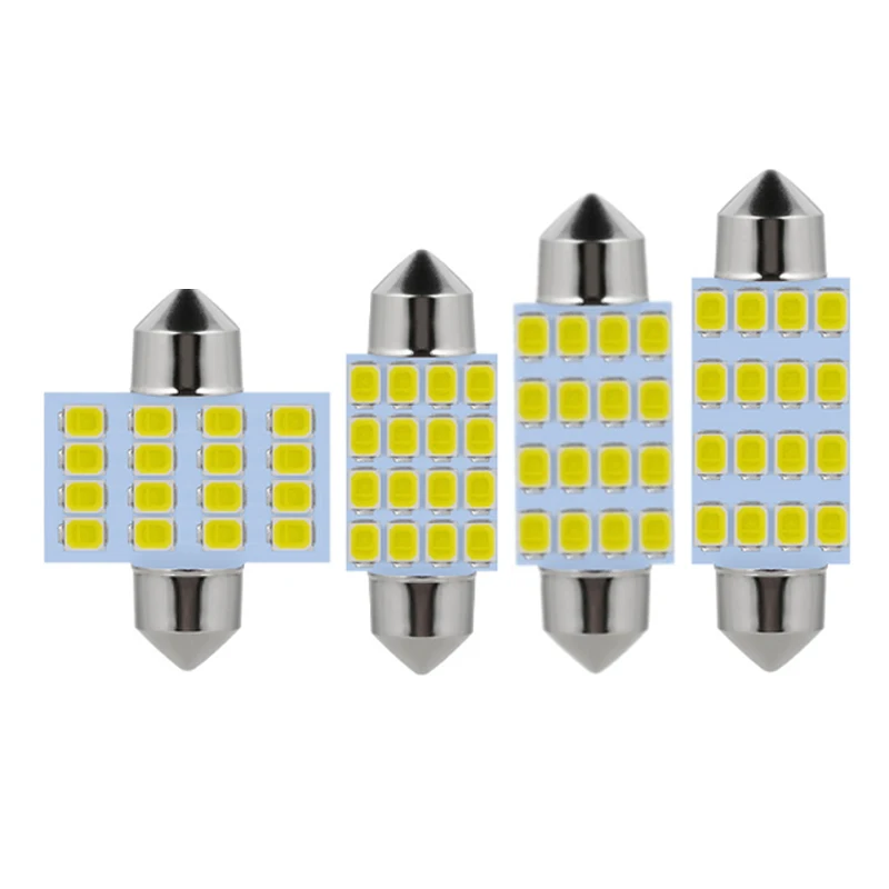 

100pcs Car LED Festoon 31mm 36mm 39mm 41mm Auto License Plate Reading Light Bulb Dome Lamp 16SMD 2835 White DC12V