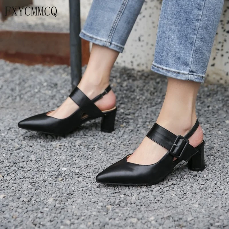 

FXYCMMCQ 2021 New Spring Women's Color Single Shoe Shallow Mouth Baotou Versatile 20-16