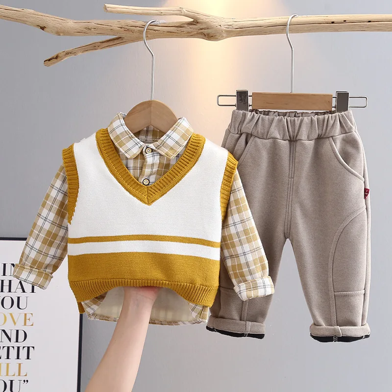 LZH 2022 New Baby Boy Clothes Autumn Plaid Newborn Kids Suit Turn Down  Collar Top + Pants Fashion Two Pieces Sets 1-5 Years Old - AliExpress