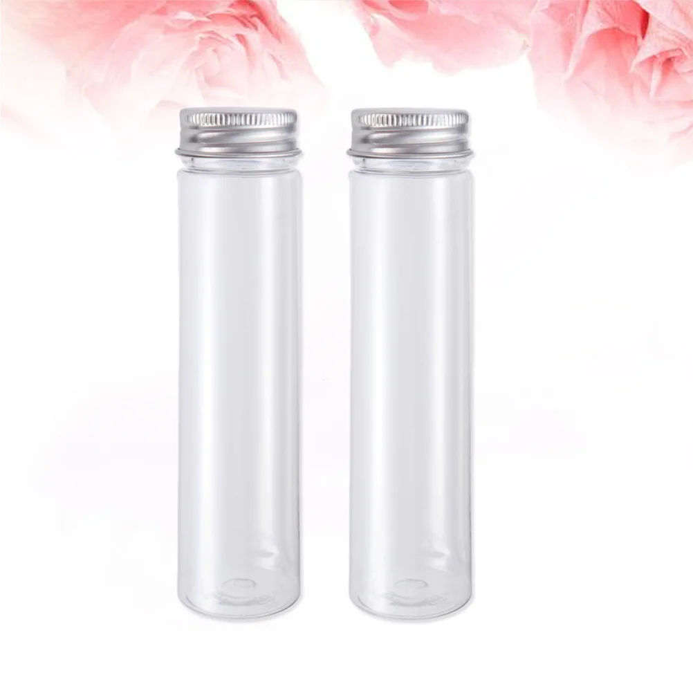 

Flat-bottomed Plastic Clear Test Tubes with Screw Caps Candy Cosmetic Travel Lotion Containers