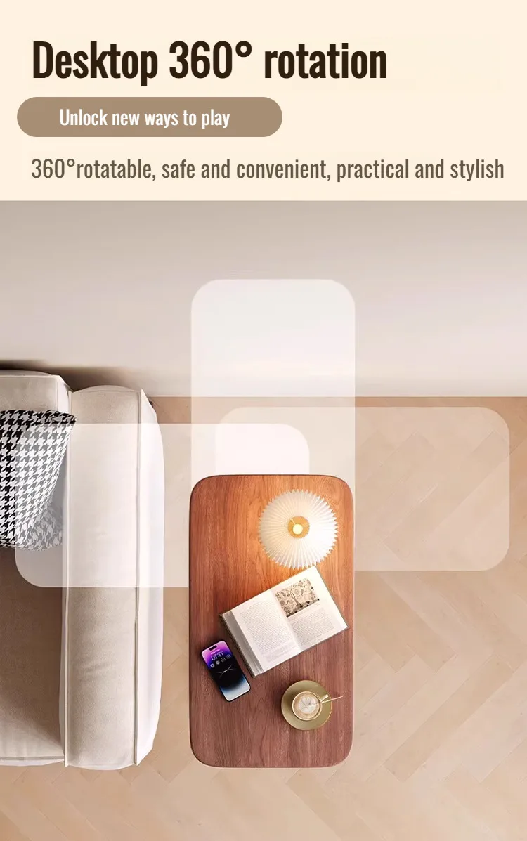 Adjustable Liftable Coffee Table - Rotating Foldable Sofa Side Table with Storage