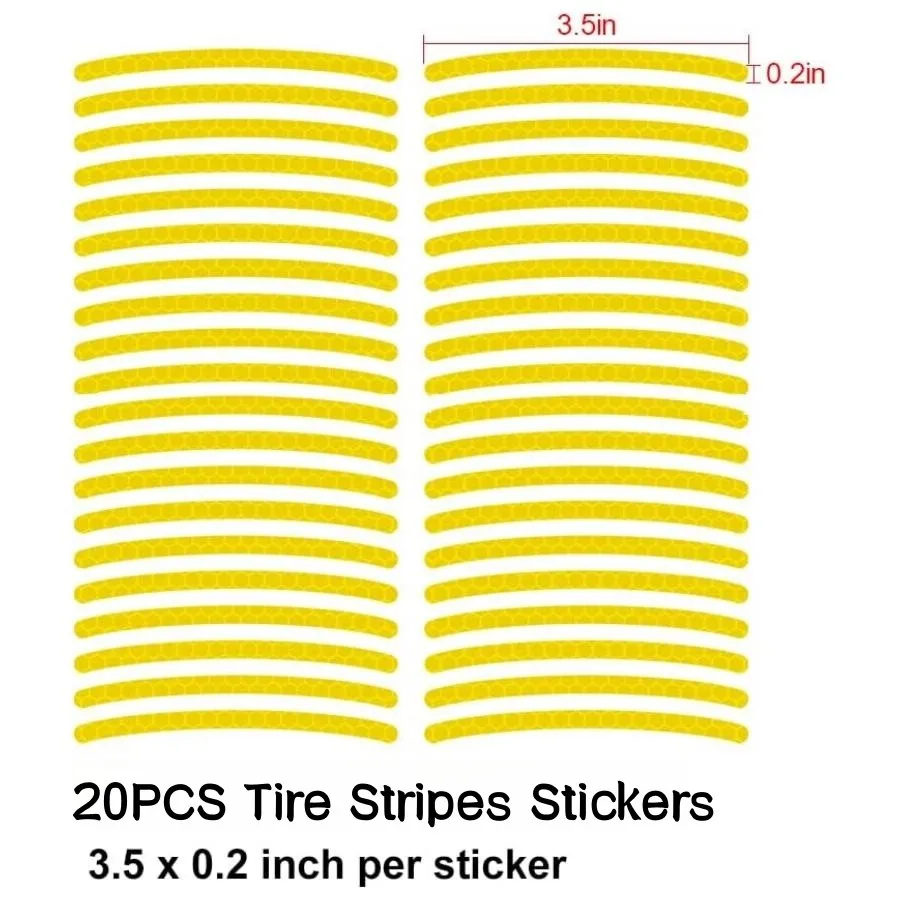 20PCS Reflective Car Wheel Stripe Stickers, Car Tire Rim Safety Decorative Stickers For Motorcycle Bike Truck Car Decals
