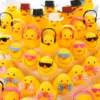 48 Pcs Rubber Duck Bath Toy Bulk Yellow Duck Car Ornaments with 12 Sunglasses 12 Cowboy Hat 12 Bow 12 Necklace 8 Earphones 1