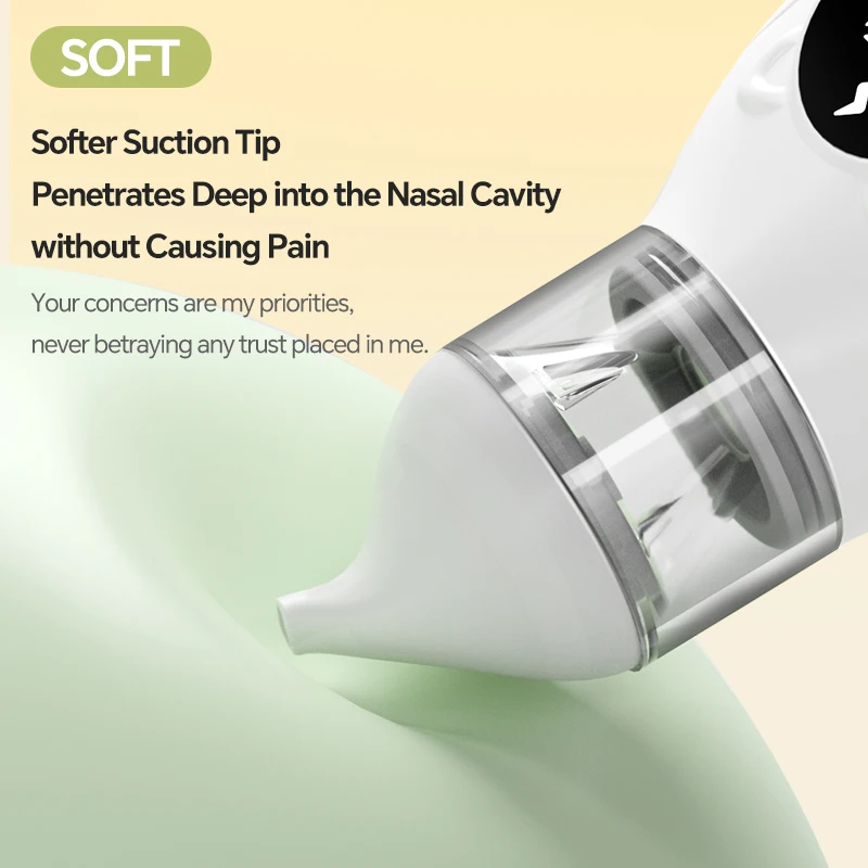 Electric Baby Nasal Aspirator Nose Sucker for Toddler Low Noise 9 Suction Level Rechargeable Newborn Nose Cleaner 2 Silicone Tip