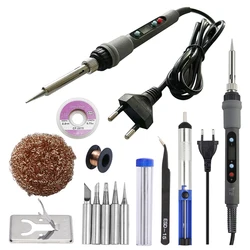 Enhanced Digital Adjustable Temperature Electric Soldering Iron for Precision Welding and Repair (80W SET - 4 EU Plug)