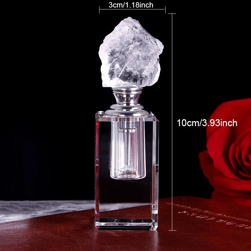 Natural White Transparent Quartz Cryolite Perfume Bottles Essential Oil Decoration Bottle Creative Birthday Gifts Home Decor