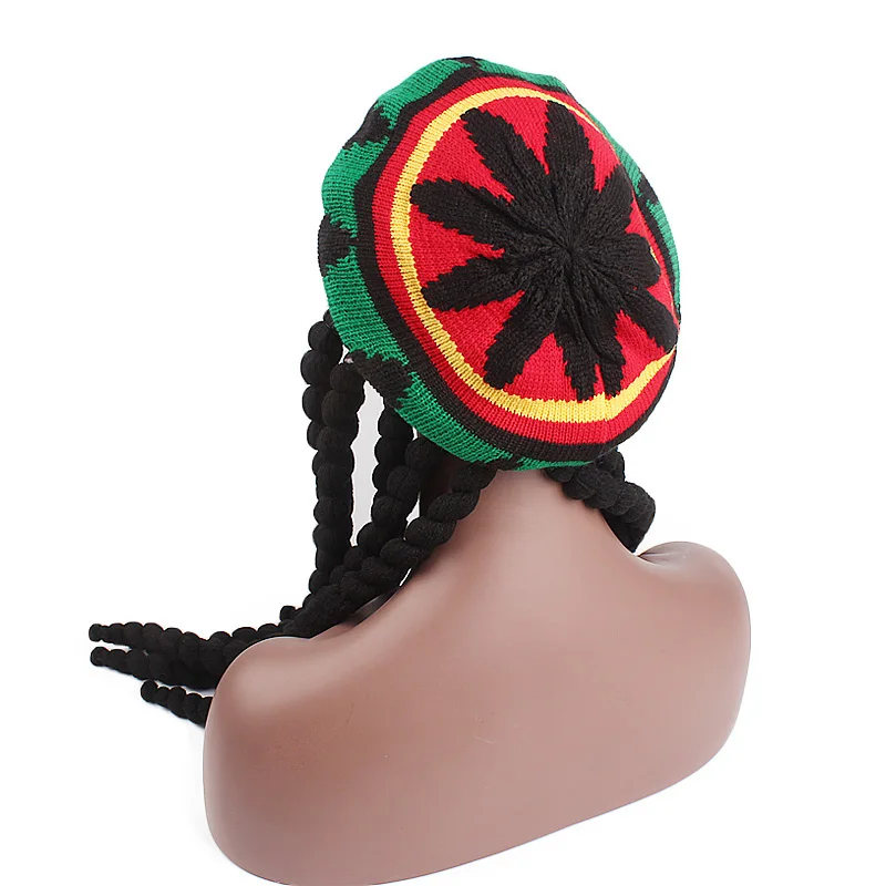 New Unisex Knitted Braid Hat Jamaican Bob Rasta Beanie Hats Hip