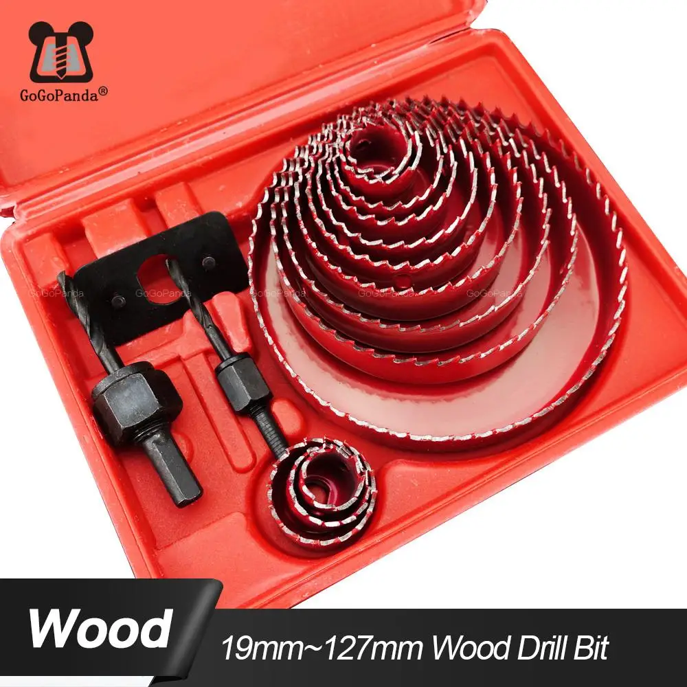 Free Shipping DIY Wook Hole Saw Set Drill Bit Set for PVC / Wood / Gypsum Board 19mm~127mm Depth:20mm