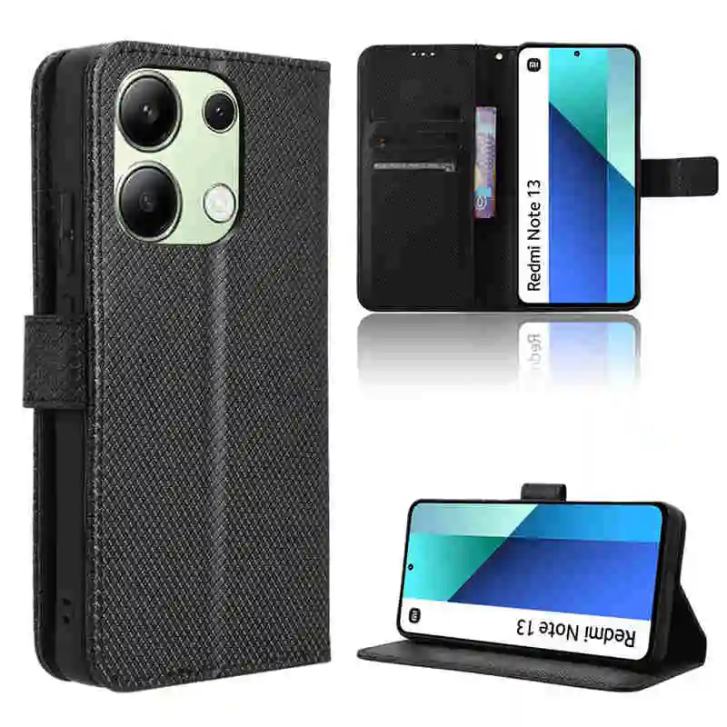 Custodia Portafoglio In Pelle Per Xiaomi Redmi Note 13 Pro 4G Con Vetro Temperato E Chiusura Magnetica - Marrone