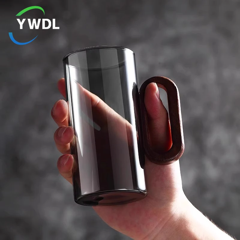 360ml High Borosilicate Glass Tea Cup With Wooden Handle Heat-resistant Household Drinking Water Cup Breakfast Milk Coffee Mug