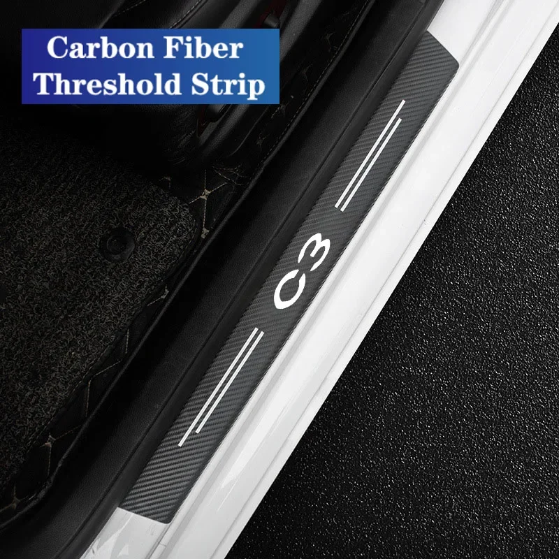 

Наклейки на порог автомобильной двери, Внешняя защита для багажника, наклейки для Citroen C3 Logo 2021 2020 2019 2018 2017 2016 2015 2014 2013