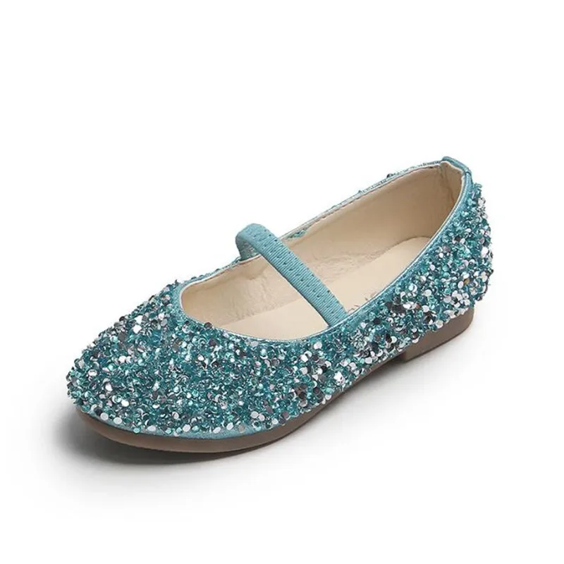 KIDS Spring Girls Sequin Performance Shoes Stud Children Sandal Toddler Princess Flats Party Pointed Shallow Mouth Single Shoes